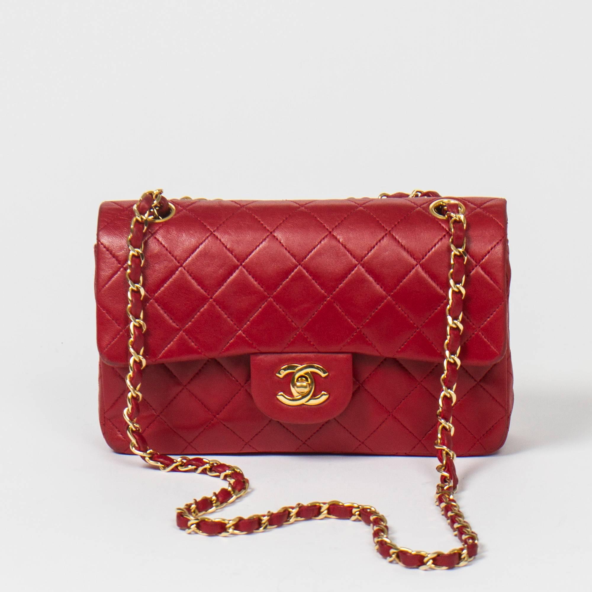 Women's Chanel Classic Double Flap 23cm Red Quilted Leather
