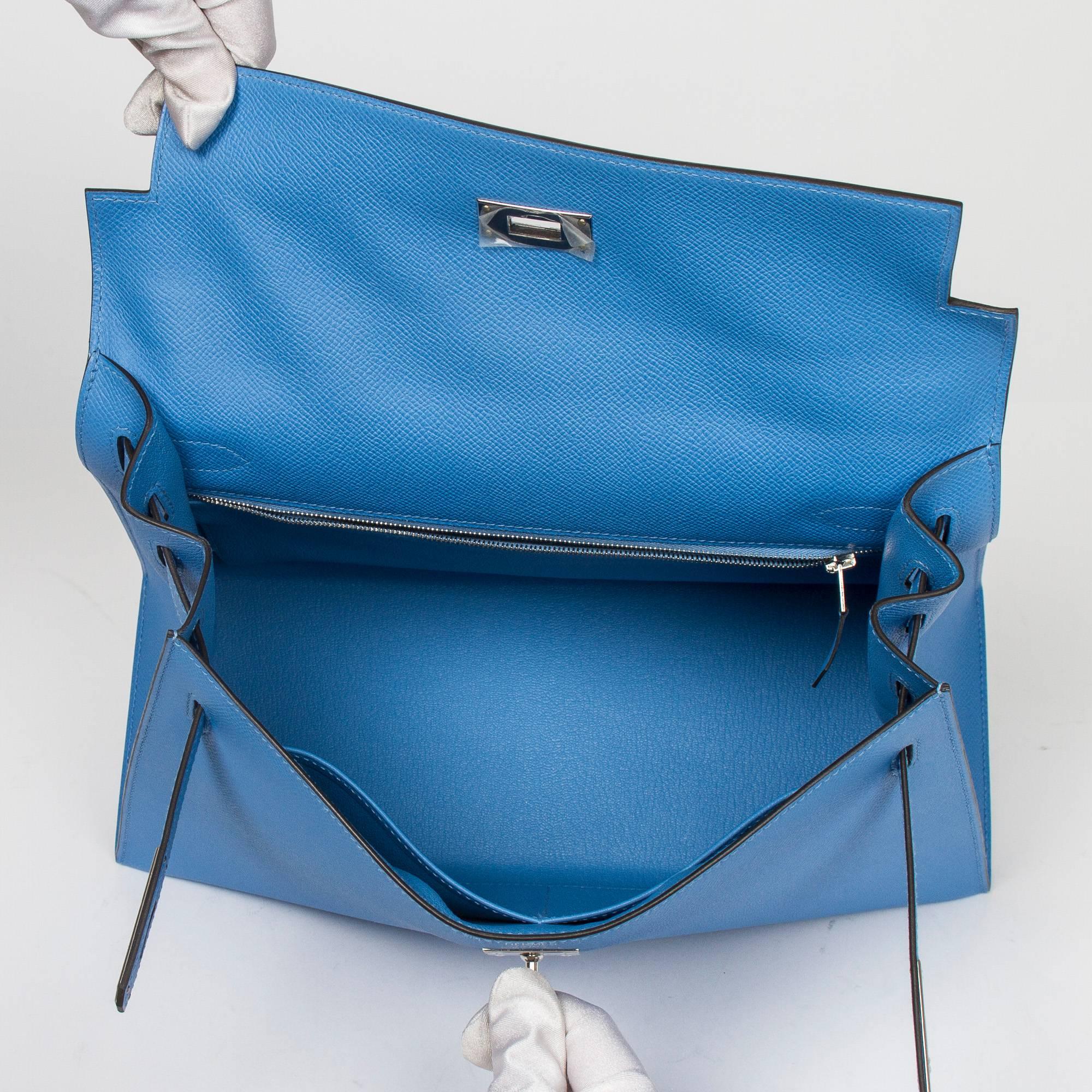 Hermes Kelly Sellier 32 Blue Paradise Epsom In New Condition In Dublin, IE