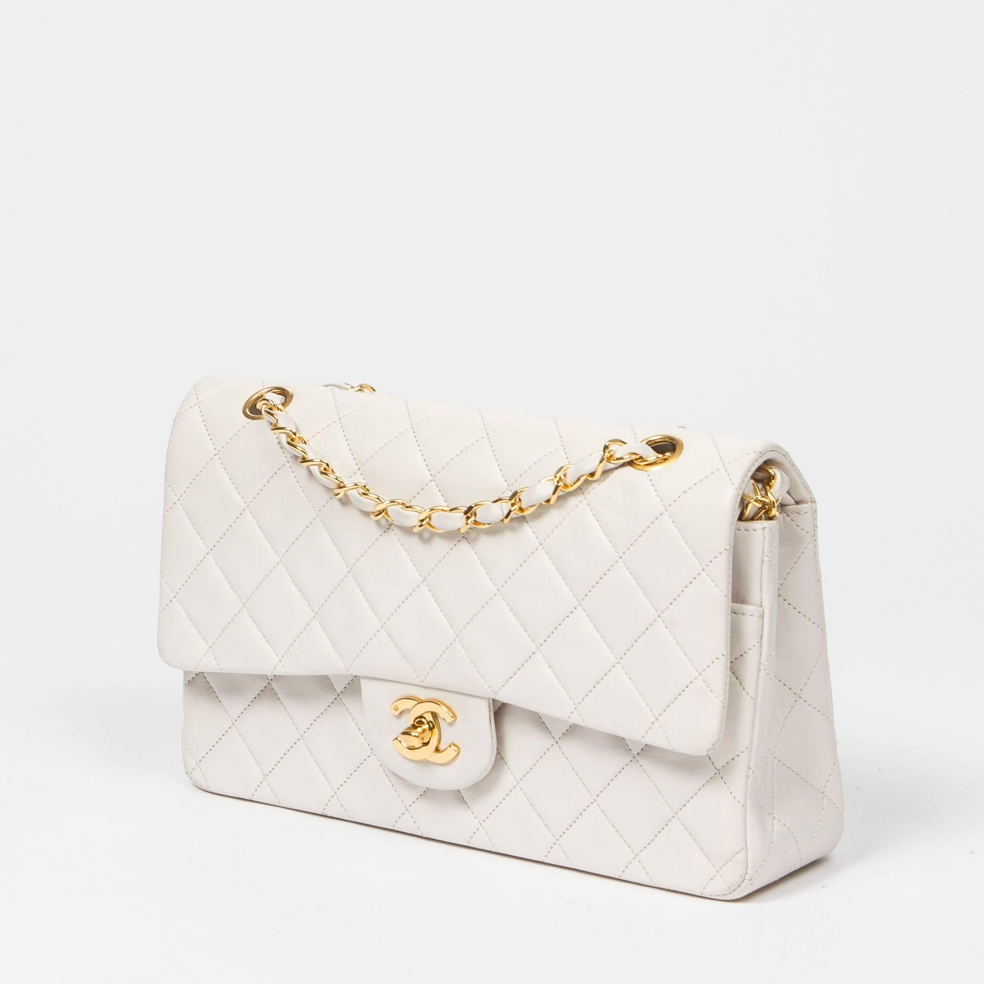 Chanel Classic Double Flap 26 White Quilted Leather 1