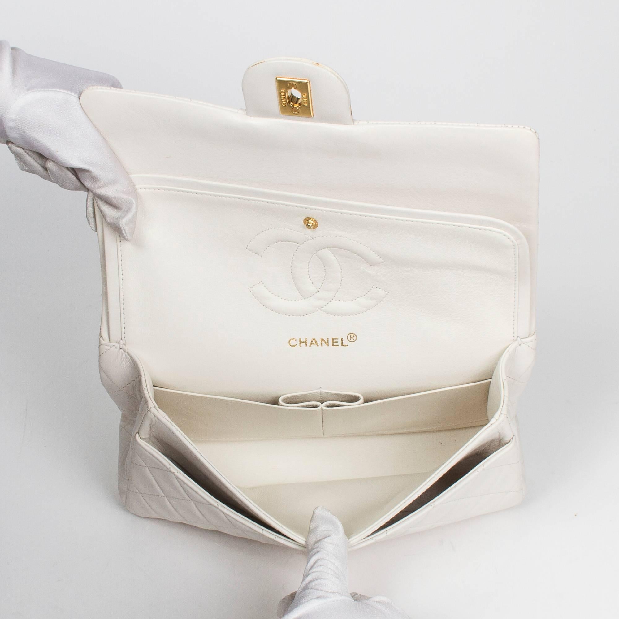 Chanel Classic Double Flap 26 White Quilted Leather 2
