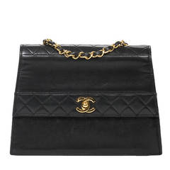 Chanel Vintage Flap Shoulder Bag Black Leather
