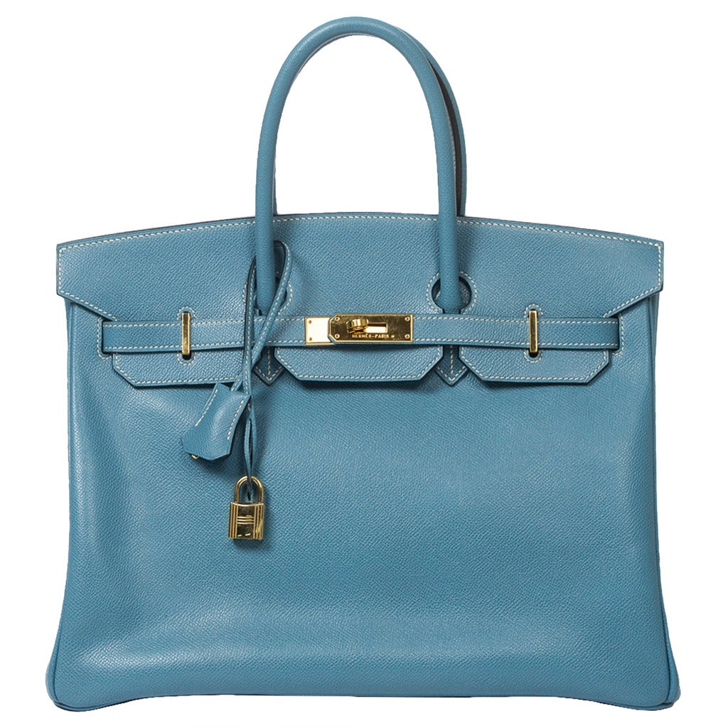 Hermès Birkin 35 Blue Jean Epsom Leather For Sale at 1stDibs