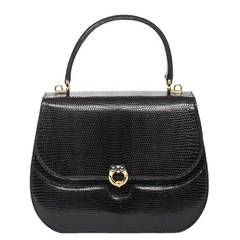 Gucci Vintage Hangbag Black Lizard