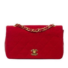 Chanel Vintage Shoulder Bag Red Jersey