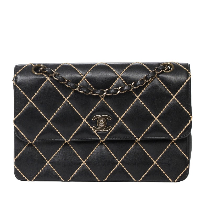 Chanel Flap Shoulder Bag Black Leather For Sale