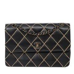 Chanel Flap Shoulder Bag Black Leather