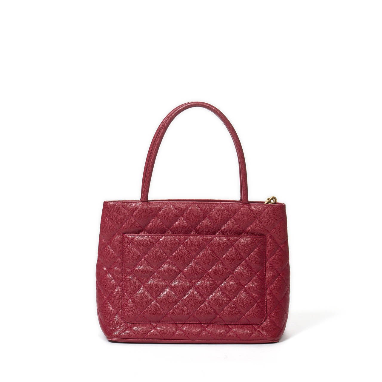Chanel Médaillon Raspberry Grained Leather For Sale 1