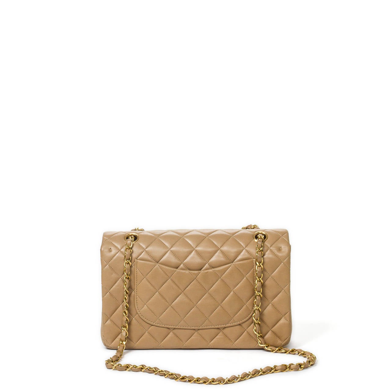 Chanel Classic Double Flap 26cm Beige Leather For Sale 1