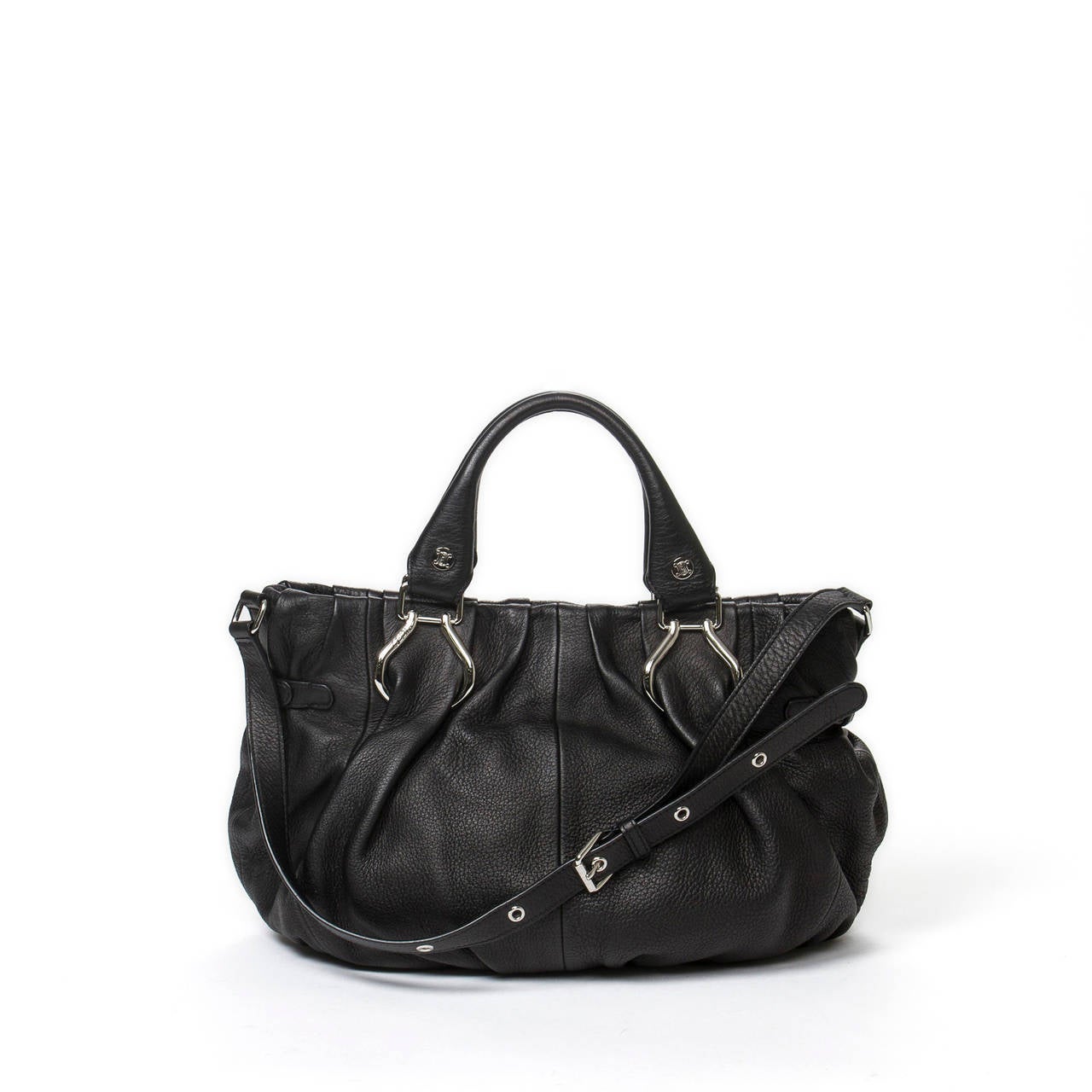 Celine Handbag Black Grained Leather For Sale 1