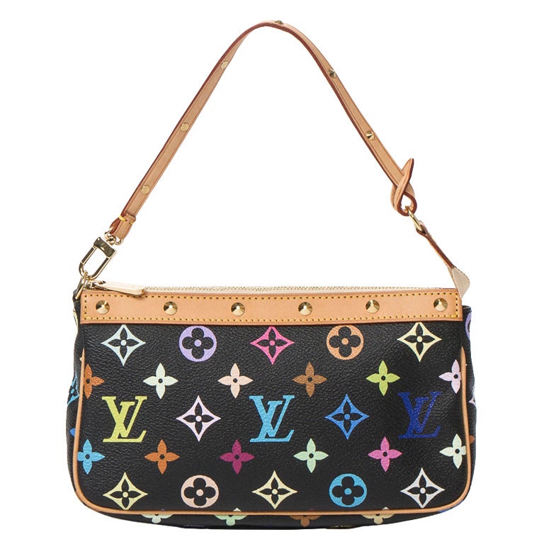 Louis Vuitton Accessory Pouch Black Multicolore Monogram Canvas For Sale