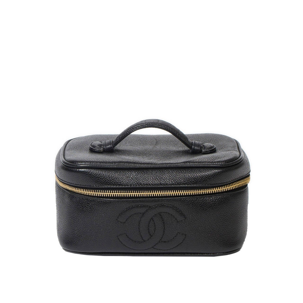 Chanel Cosmetic Case Black 20cm For Sale at 1stDibs