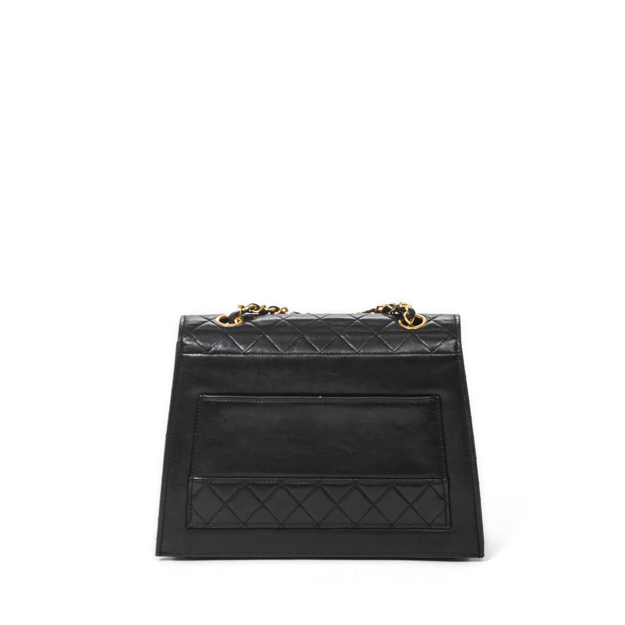 Chanel Vintage Flap Shoulder Bag Black Leather For Sale 1