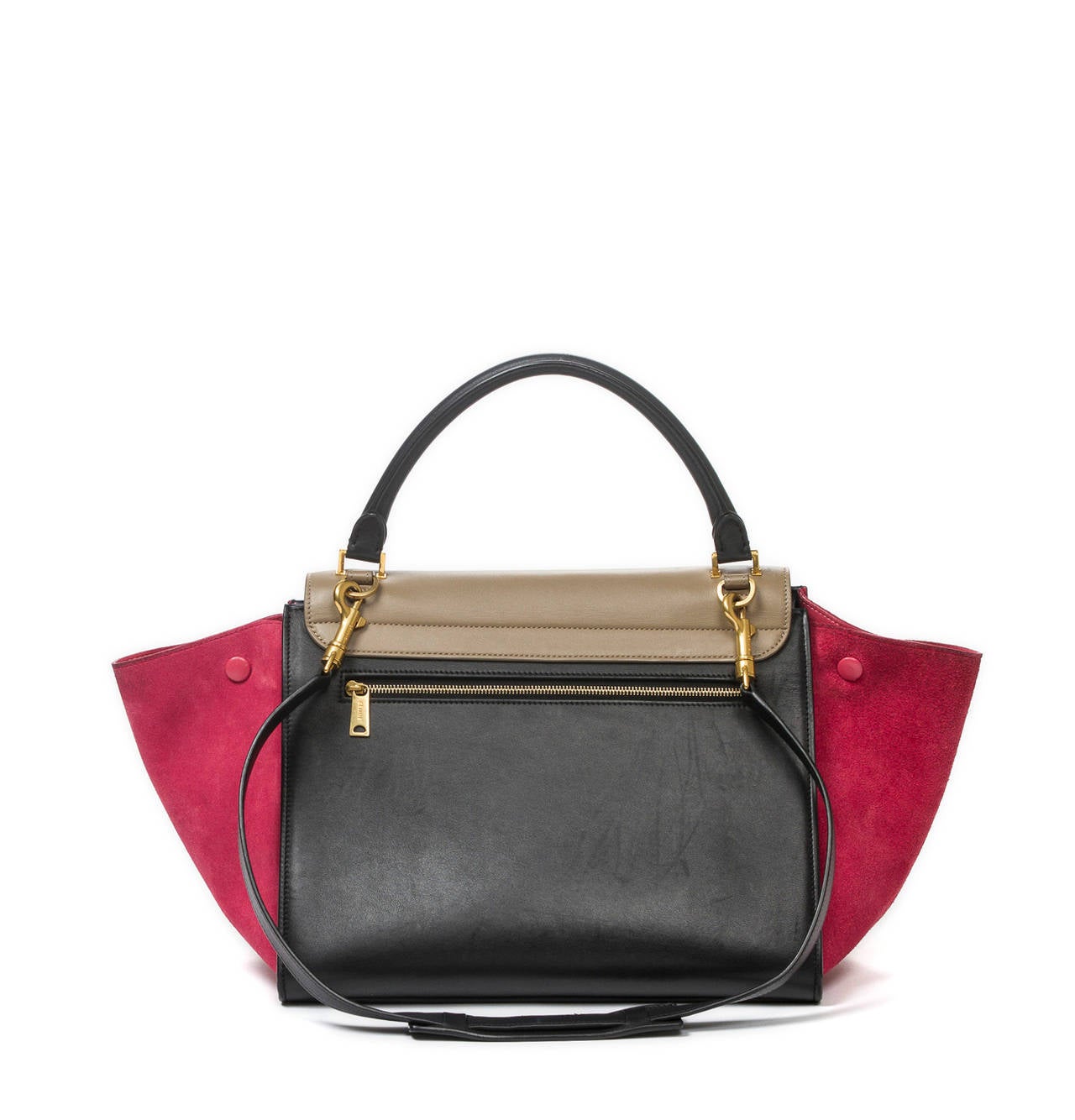 Céline Trapeze Tricolor Black/Taupe/Pink Leather For Sale 2