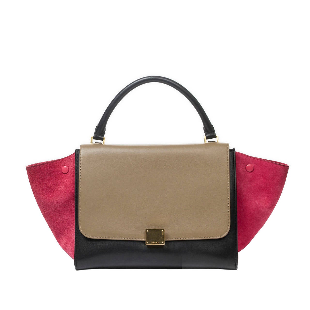 Céline Trapeze Tricolor Black/Taupe/Pink Leather For Sale