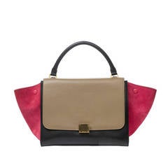 Céline Trapeze Tricolor Black/Taupe/Pink Leather