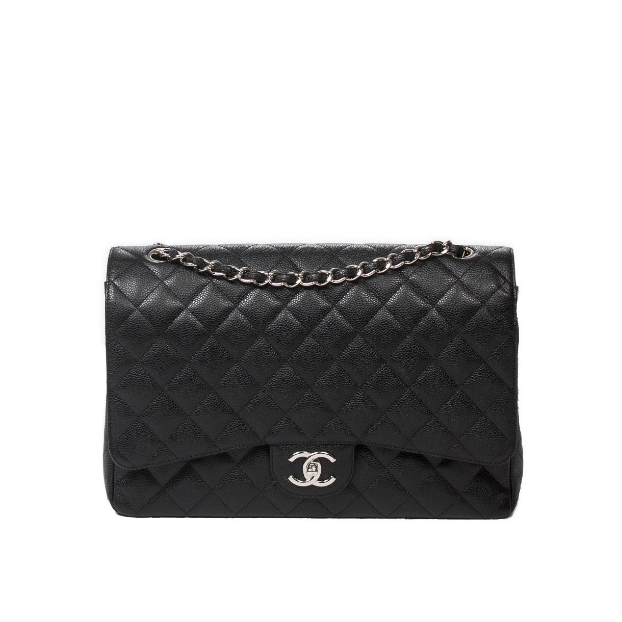 Chanel Jumbo Black Caviar Leather For Sale