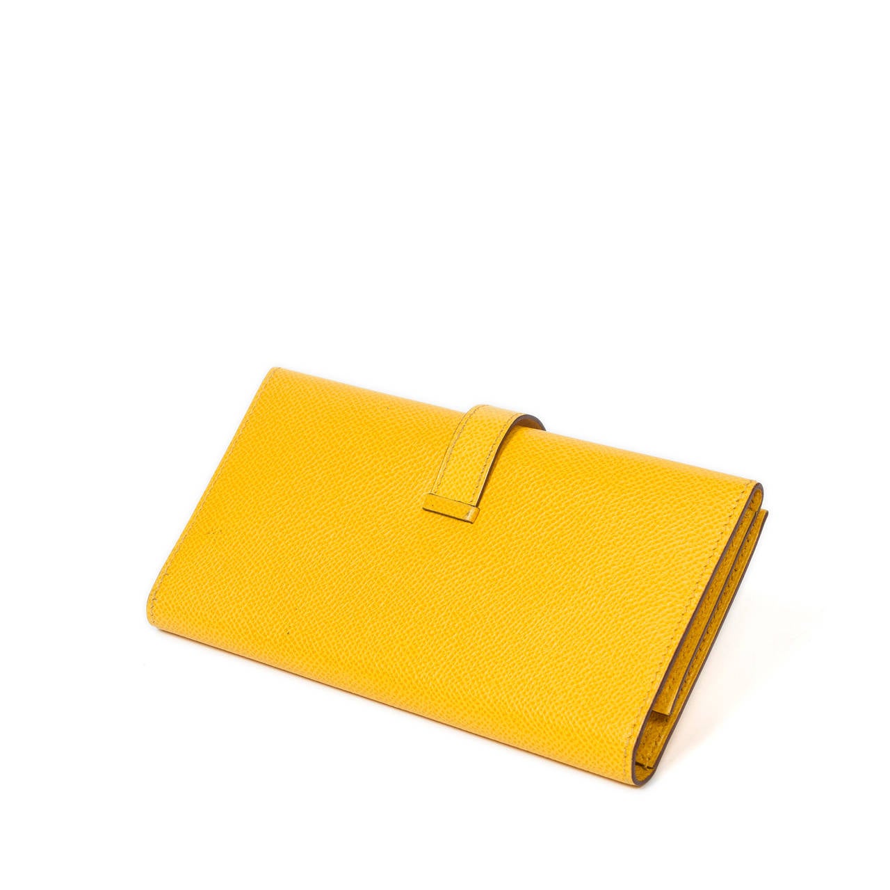 Hermès Bearn Trifold in yellow epsom leather with silver tone hardware. Stamp C in square (1999). Perfect condition.