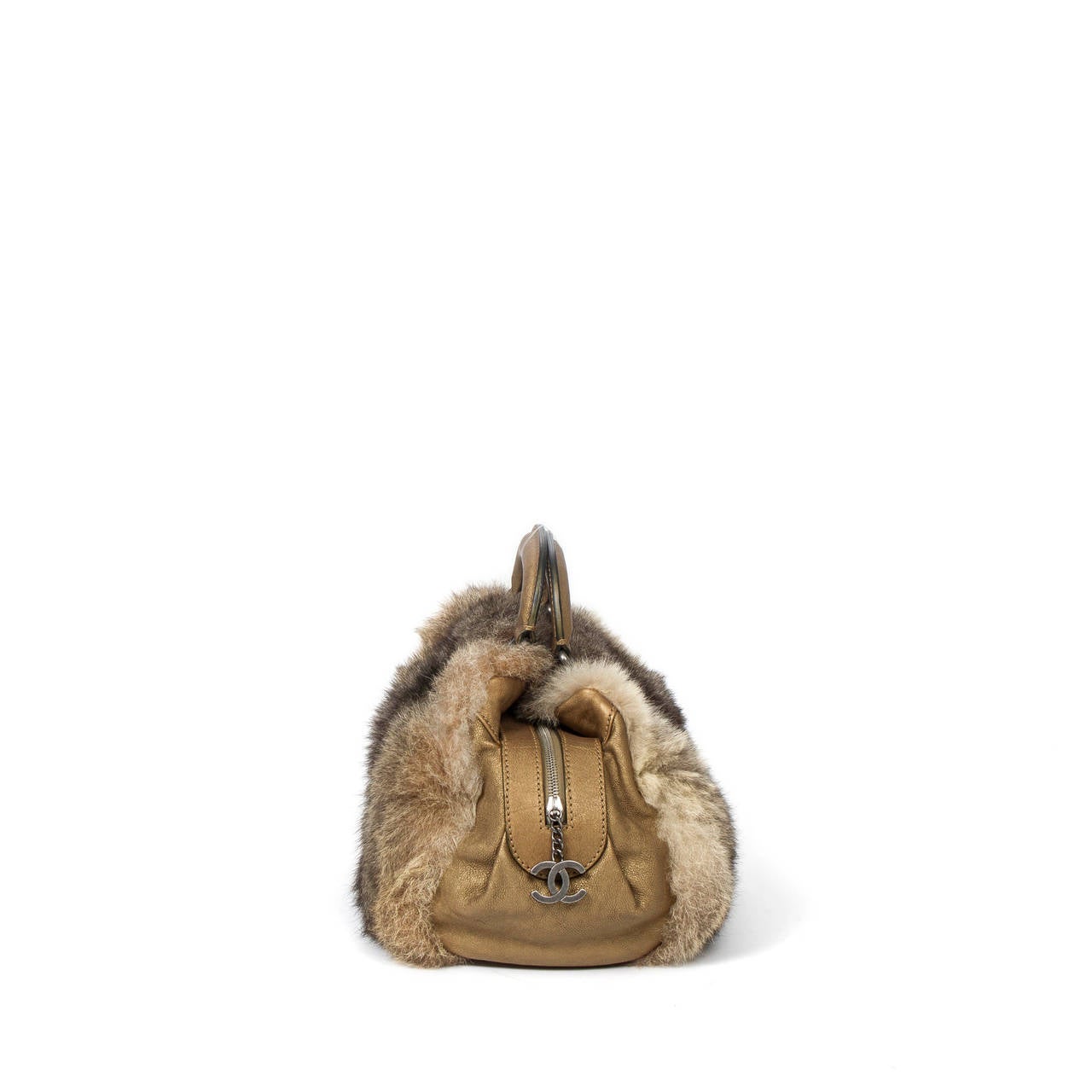 Women's Chanel Brown Rabbit Fur & Calf Leather For Sale