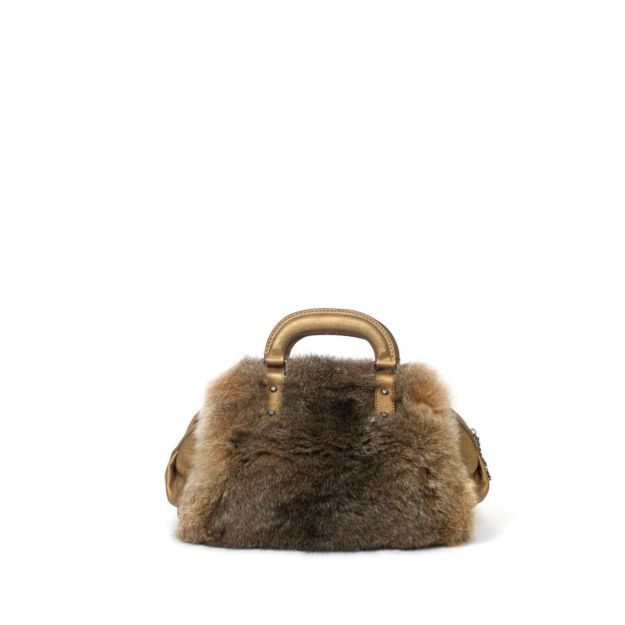 Chanel Brown Rabbit Fur & Calf Leather For Sale 1