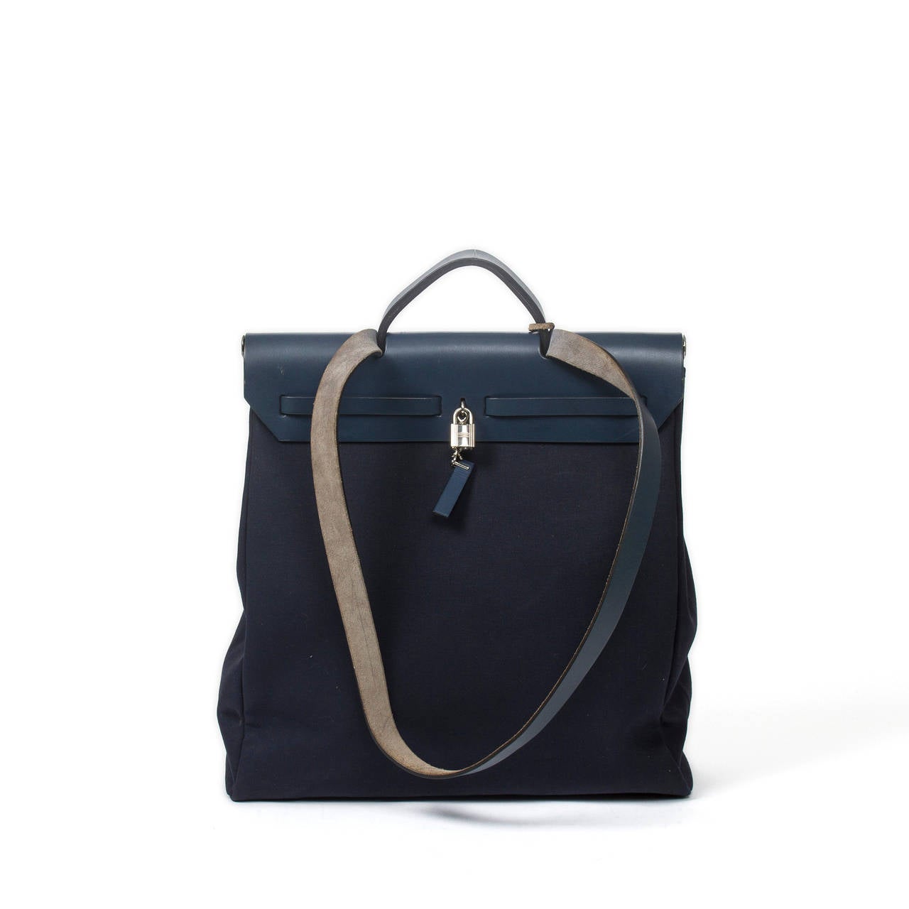 Hermes Herbag GM Navy Canvas H at 1stdibs