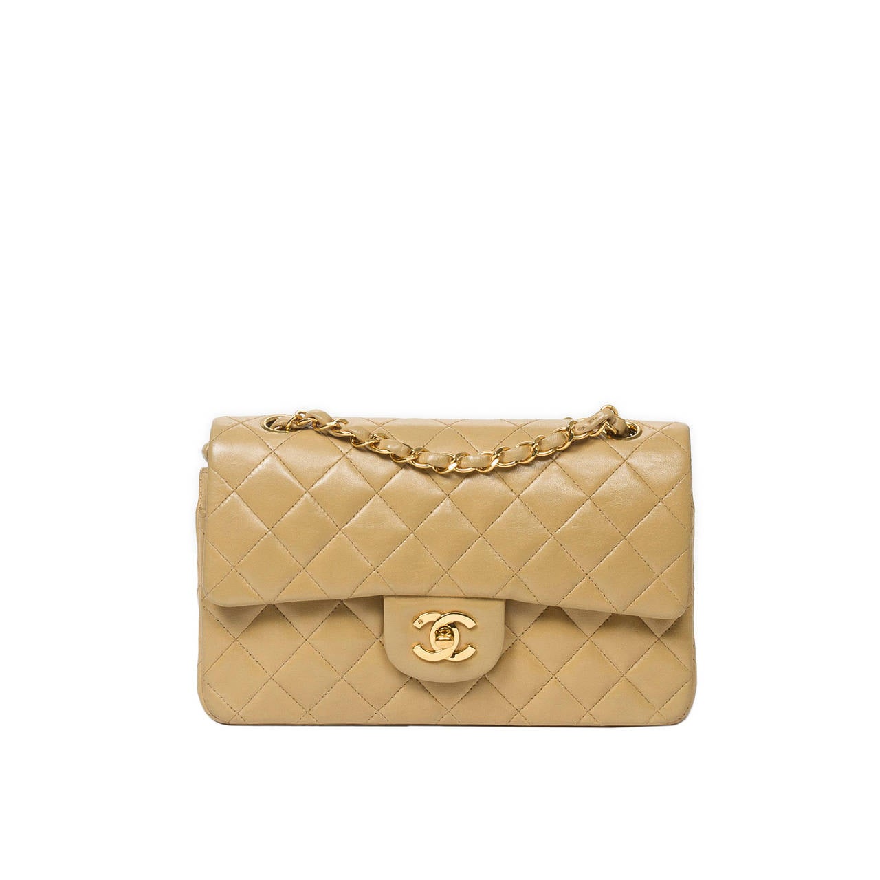 Chanel Double Flap 23 cm Beige Leather