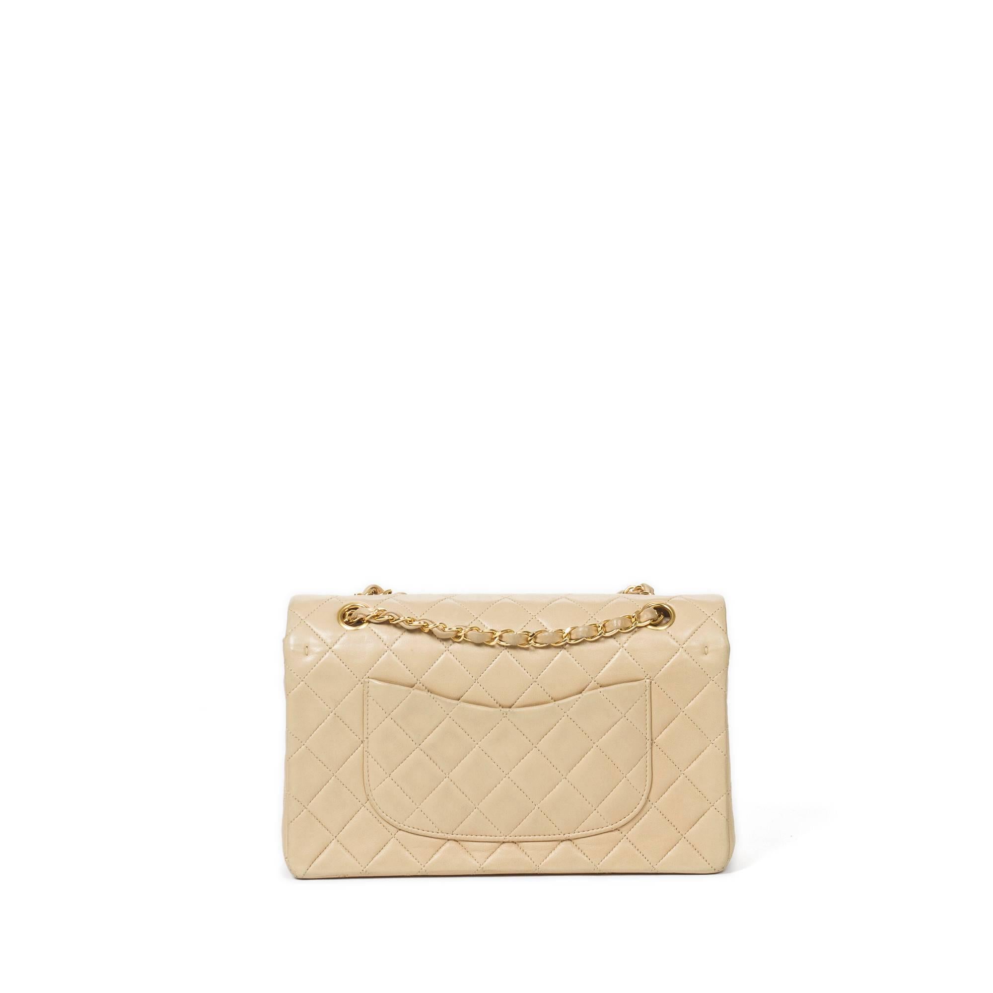 Chanel Classic Double Flap 26cm Beige Quilted Leather  1