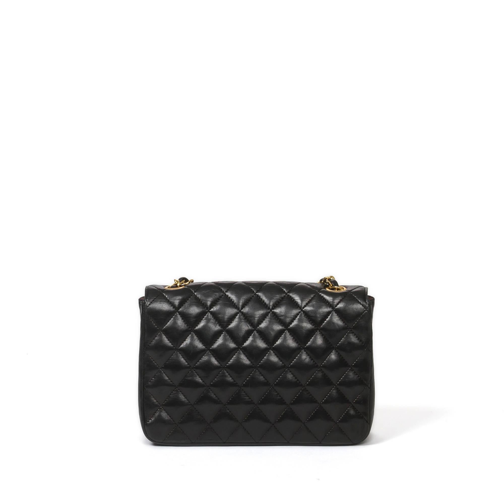 Chanel Vintage Single Flap 23cm Black Quilted Leather 1