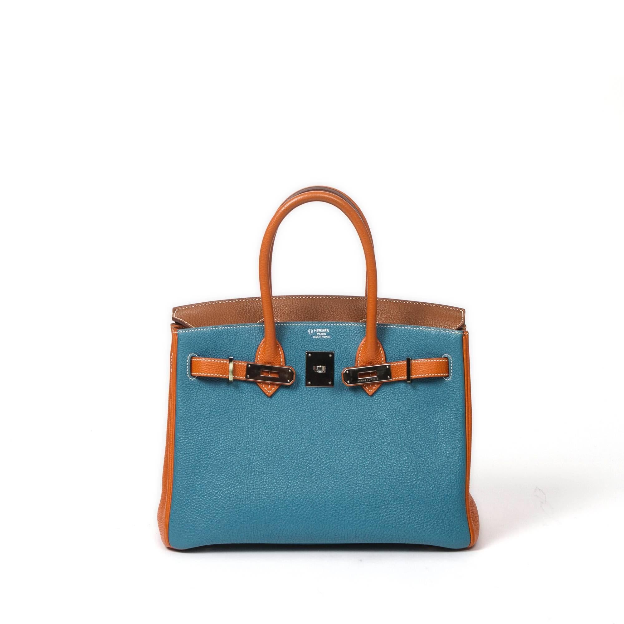 Hermès Special Order Tricolor Birkin 30 Togo Leather In Excellent Condition In Dublin, IE
