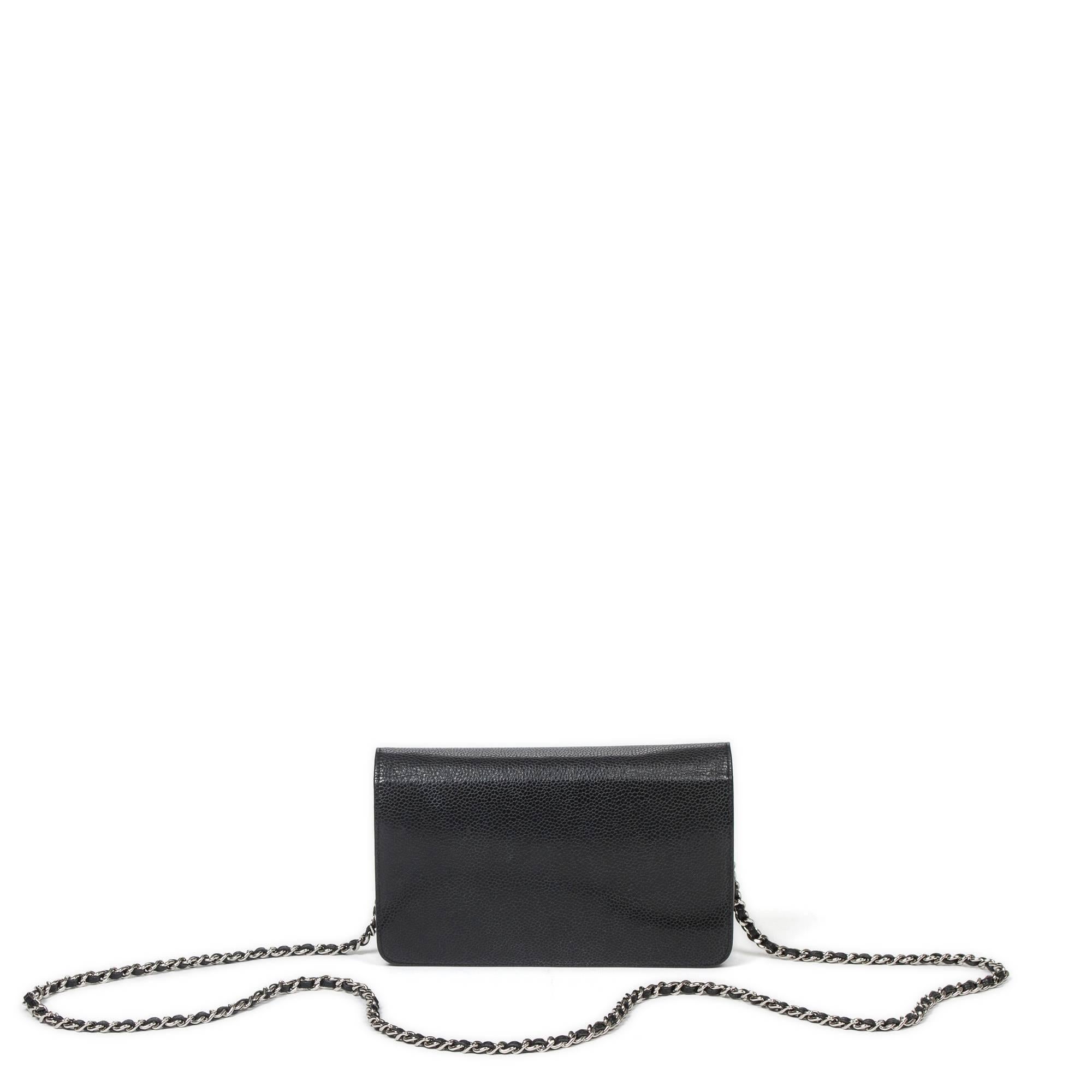 Women's Chanel Timeless 19cm Wallet On Chain  WOC Black Caviar Leather