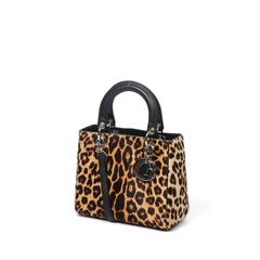 Dior Collector Lady MM Leopard Print Pony Hair