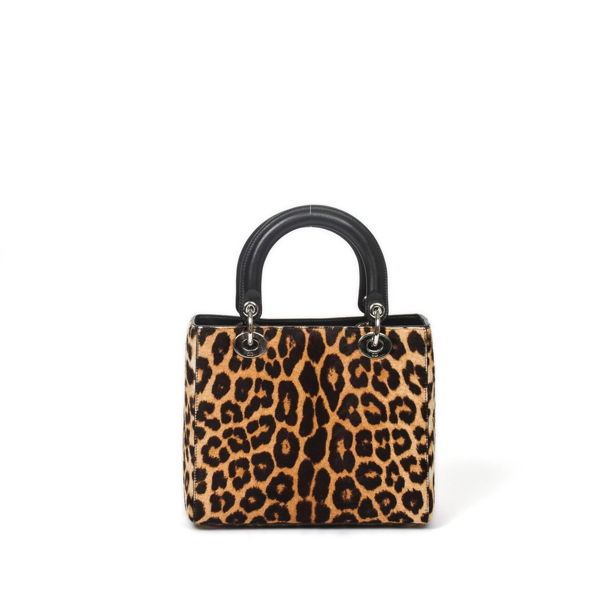 Dior Collector Lady MM Leopard Print Pony Hair 1