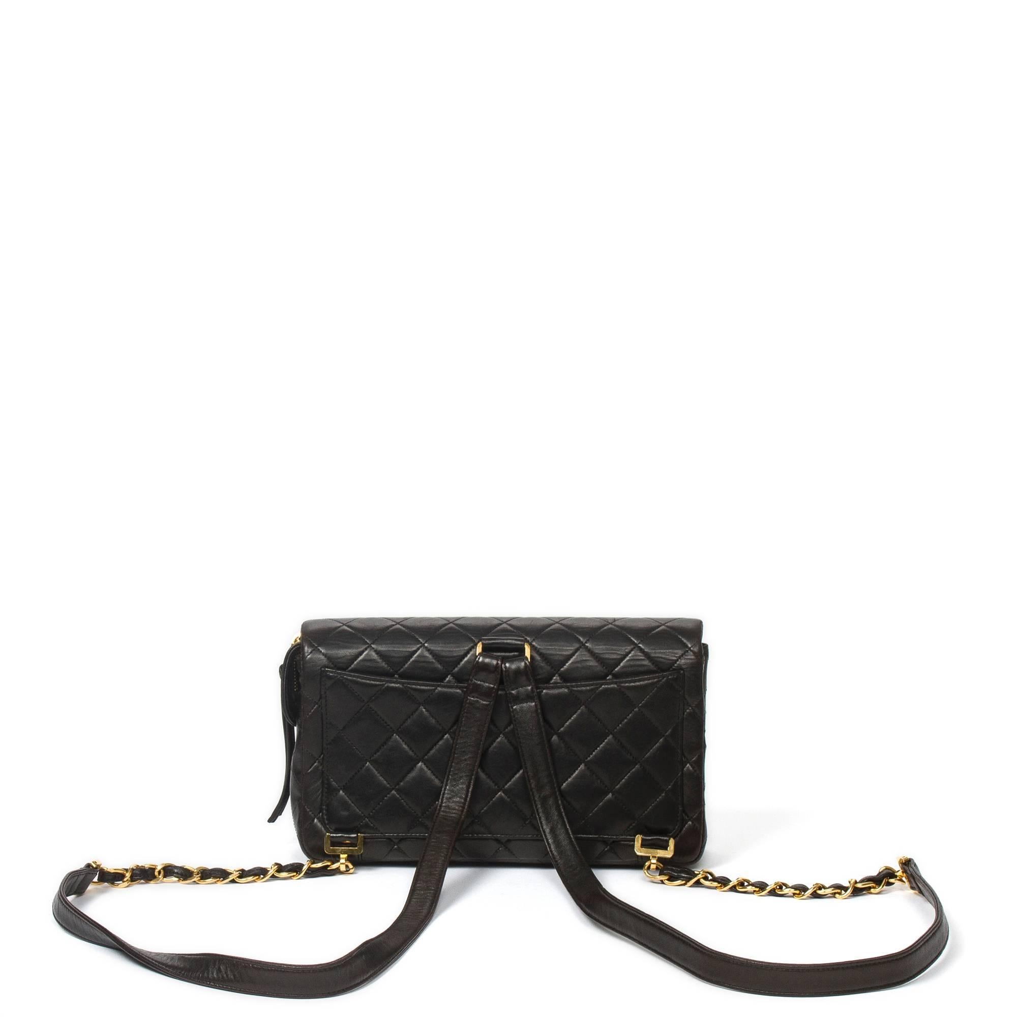 Chanel Vintage Classic Flap 25cm Backpack Black Leather 1