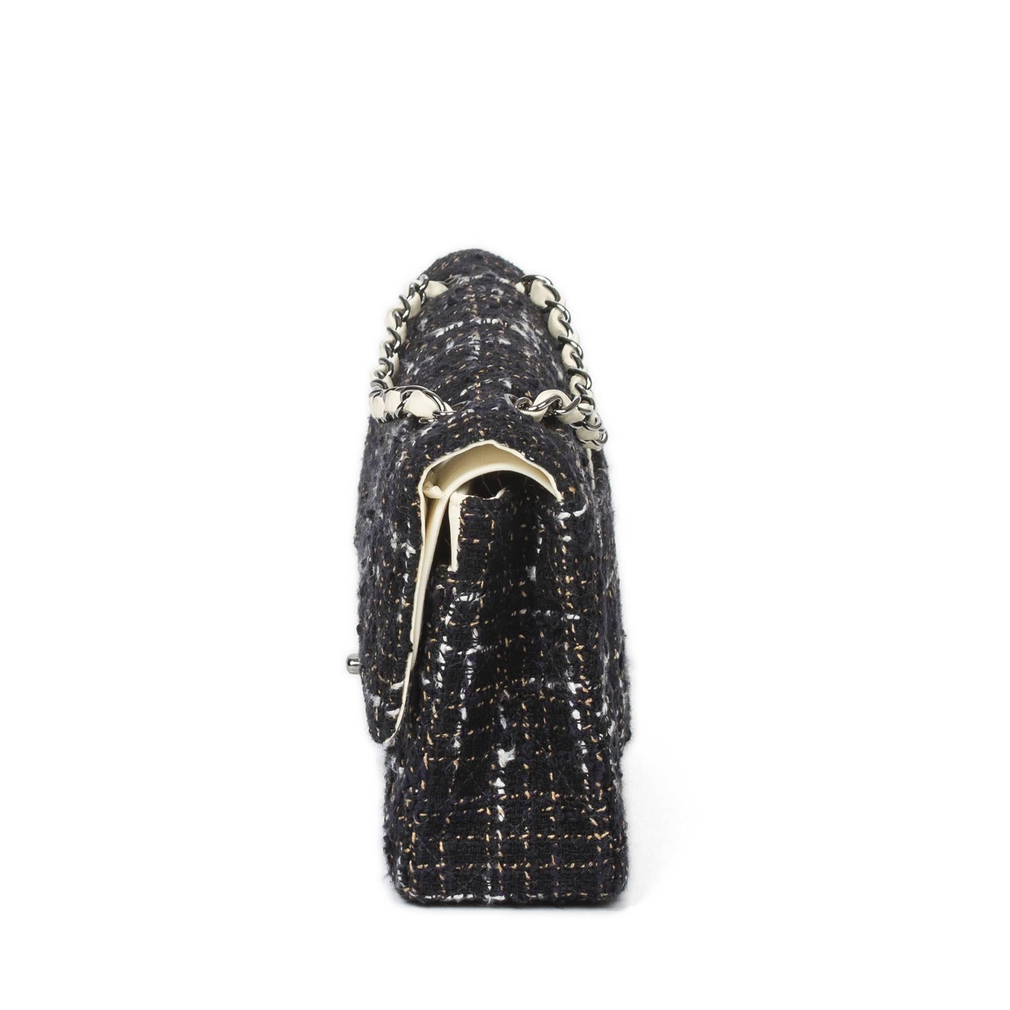 Women's Chanel Classic Double Flap 26 Black Tweed