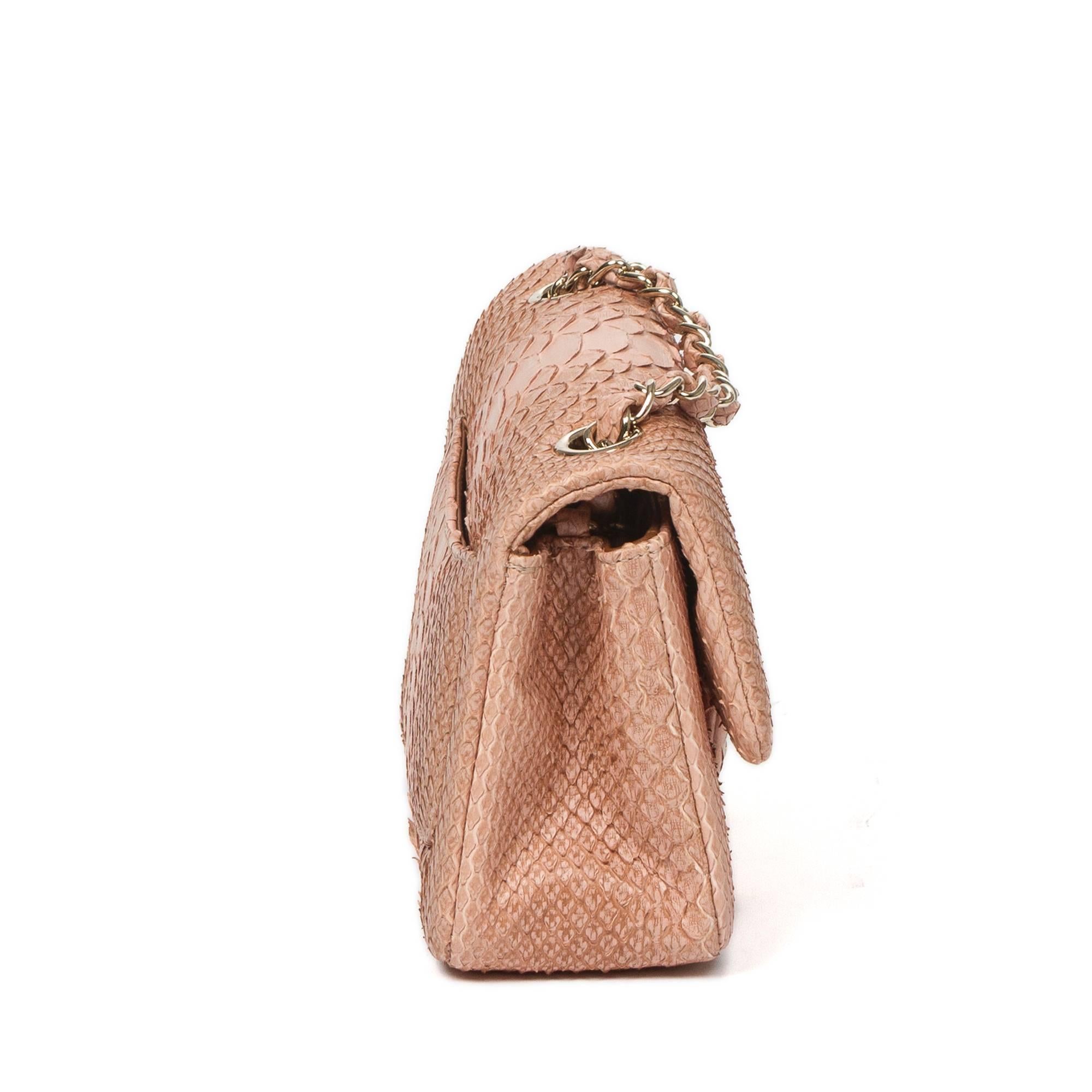 Mini Flap Bag Soft Pink Python In Excellent Condition In Dublin, IE