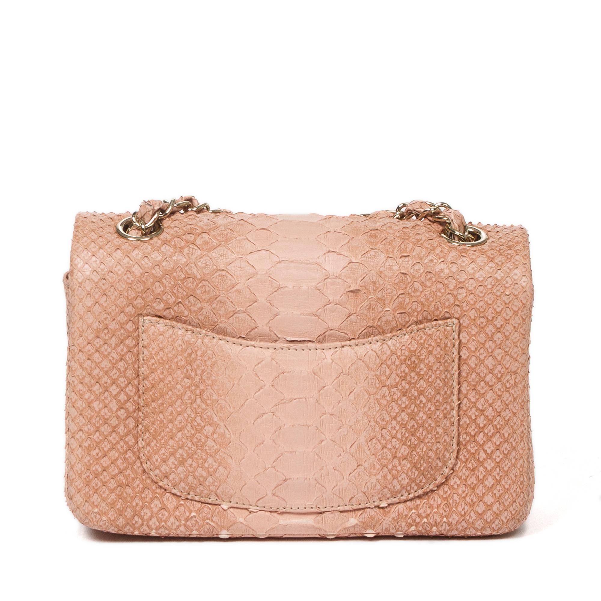 Women's Mini Flap Bag Soft Pink Python