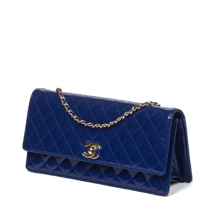 Flap Shoulder Bag Electric Blue Quilted Leather at 1stDibs