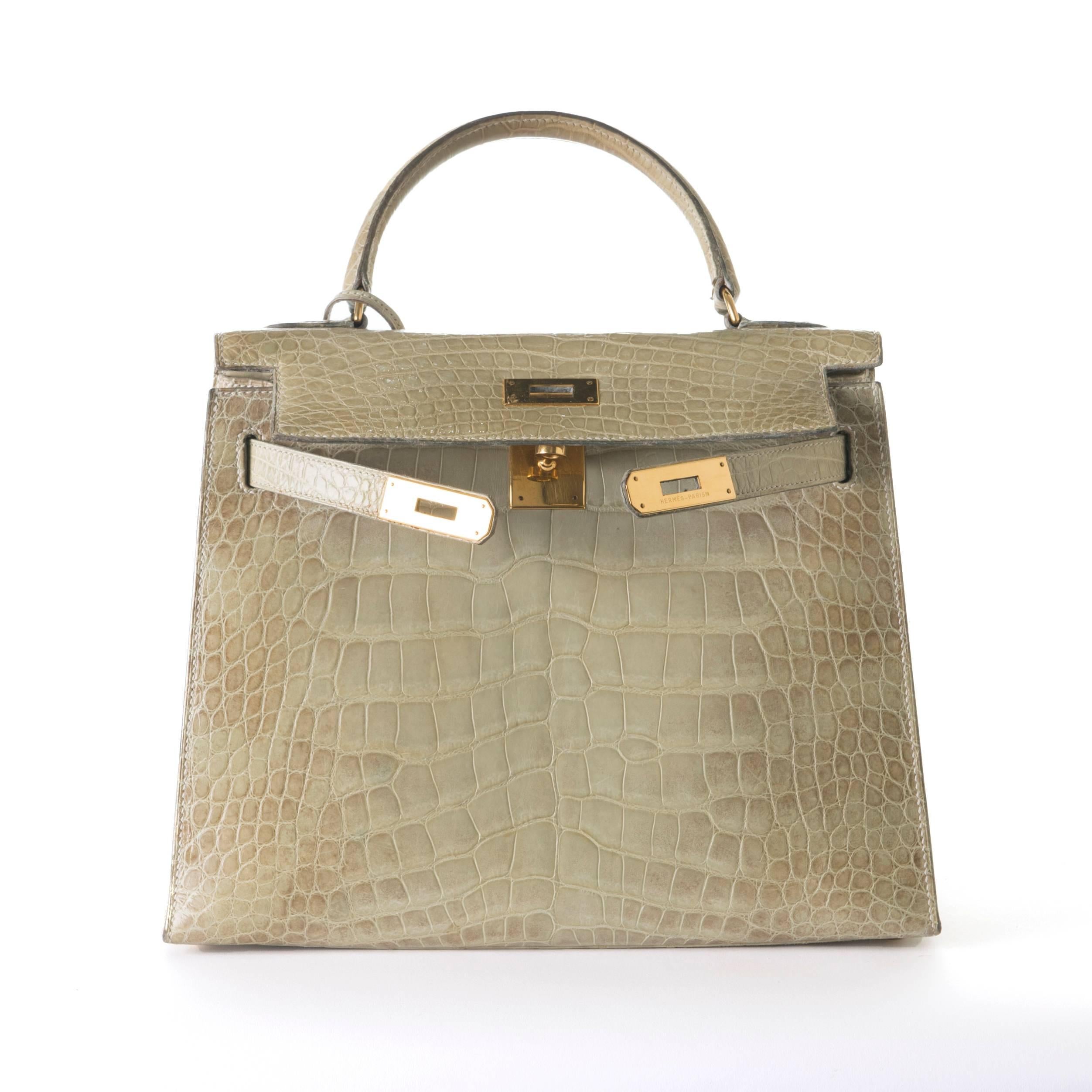 Hermes Kelly Sellier 28 Celadon Matte Alligator 1