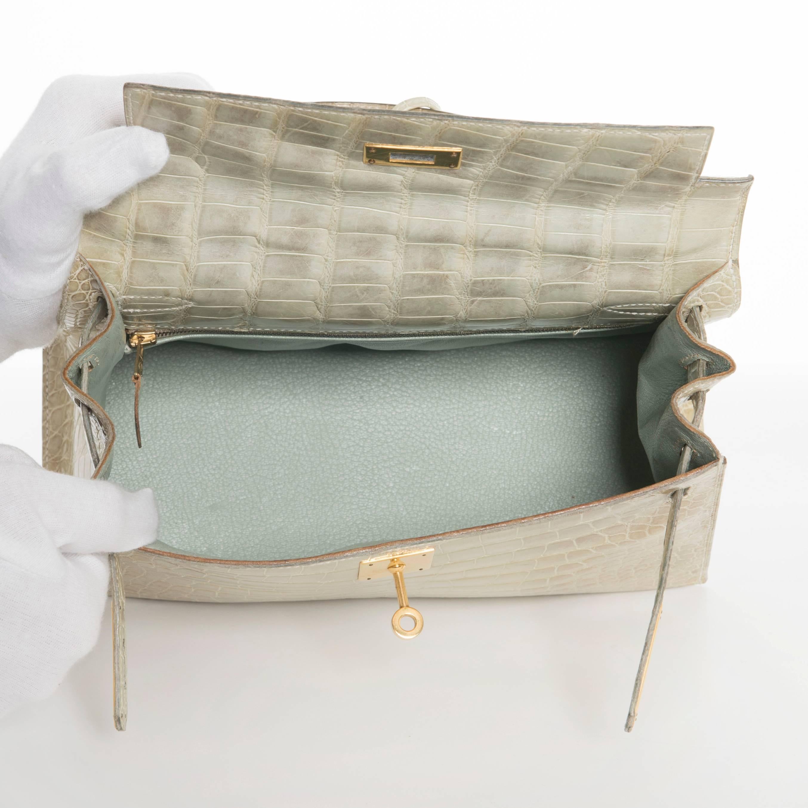 Hermes Kelly Sellier 28 Celadon Matte Alligator 2