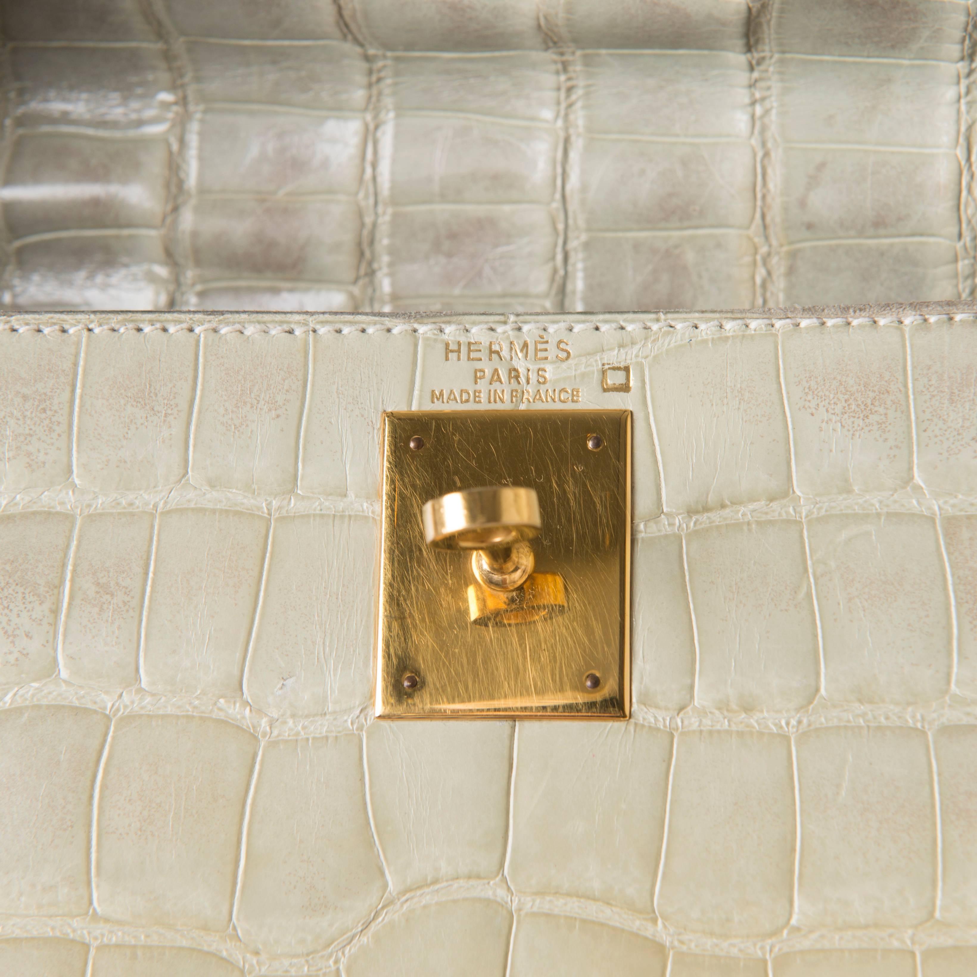Hermes Kelly Sellier 28 Celadon Matte Alligator 4