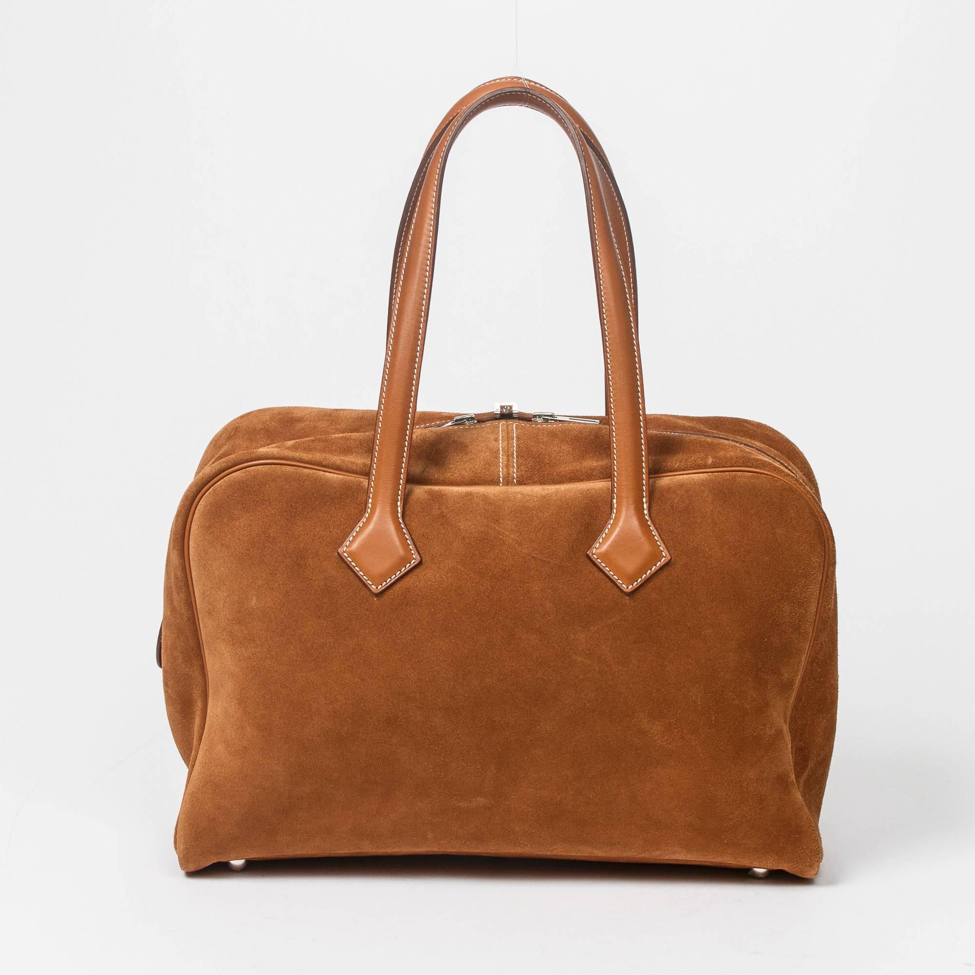 Hermes Victoria II 35 Light Brown Grizzly/Barenia Leather 1