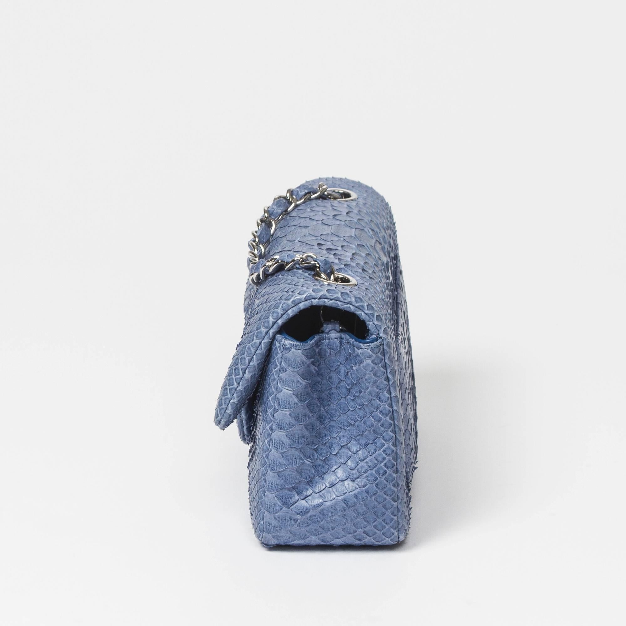 Chanel Mini Flap Powder Blue Python In Excellent Condition In Dublin, IE