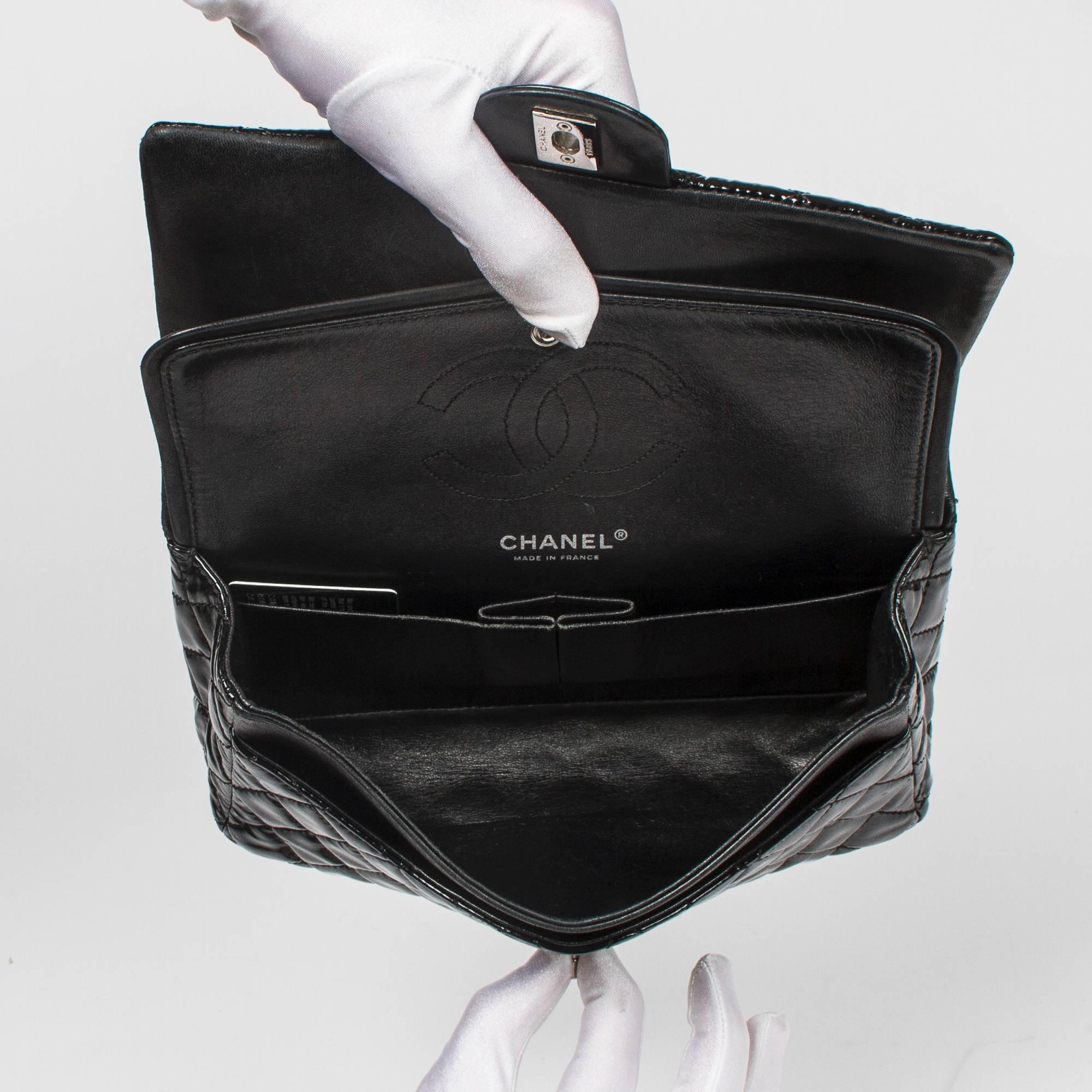 Chanel Classic Double Flap Black Patent Leather 2