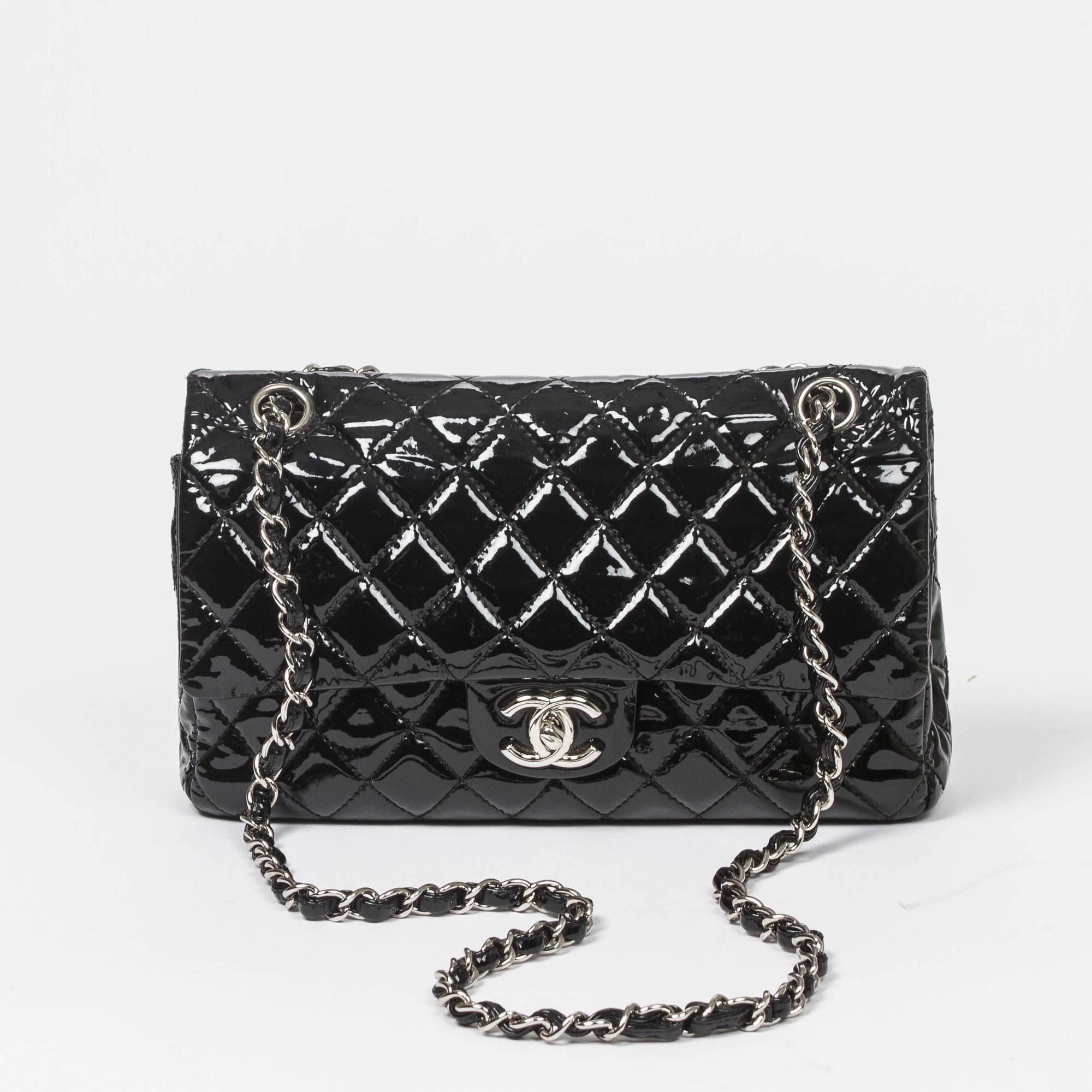 Chanel Classic Double Flap Black Patent Leather 3