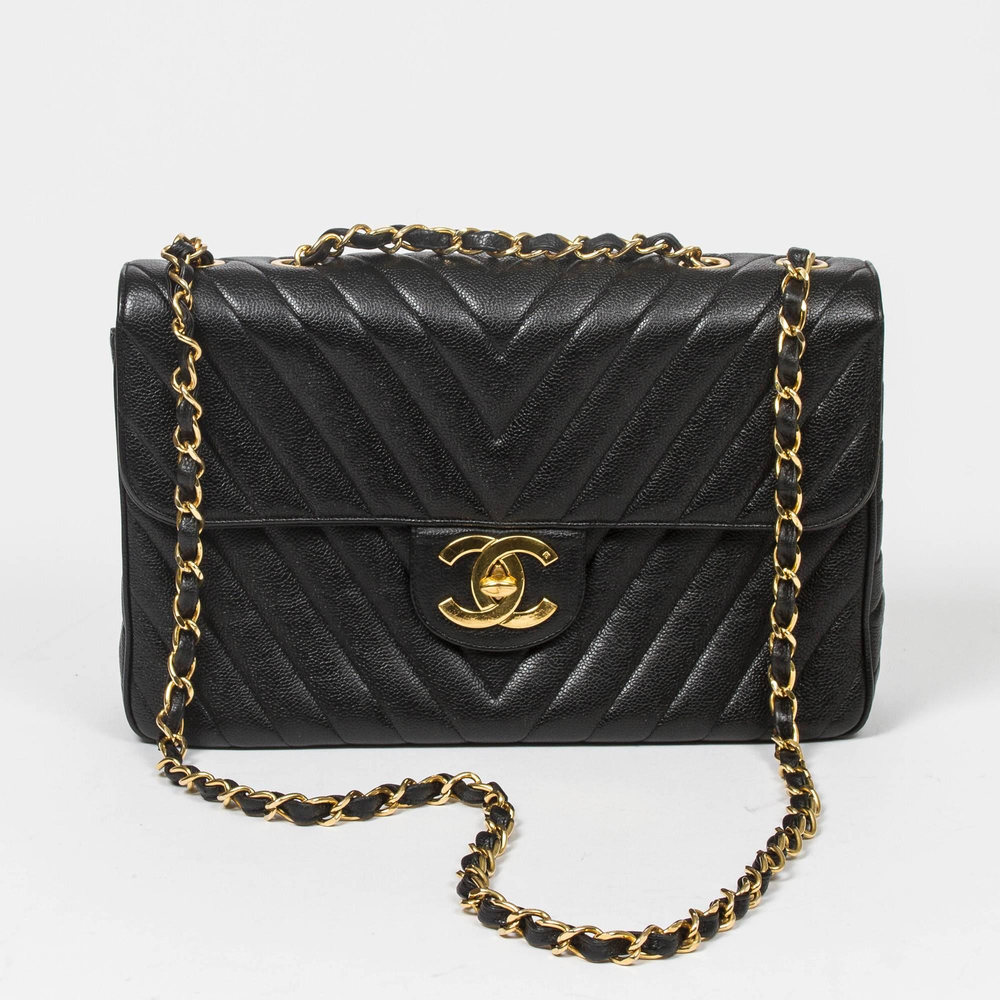 Chanel - Jumbo Maxi Chevron Quilted Caviar Leather 2