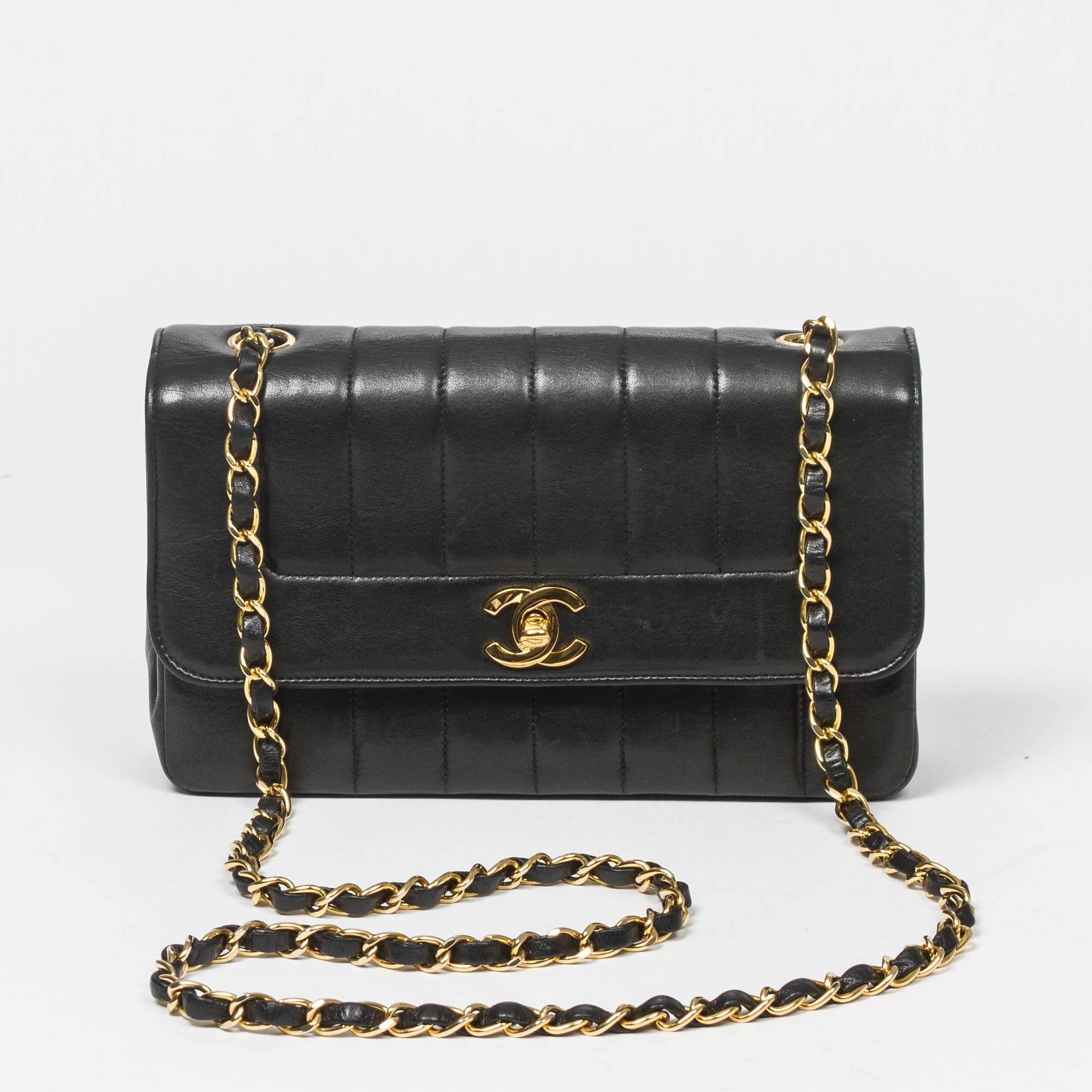 Chanel - Vintage Mademoiselle Flap Black Vertical Quilted Leather 3