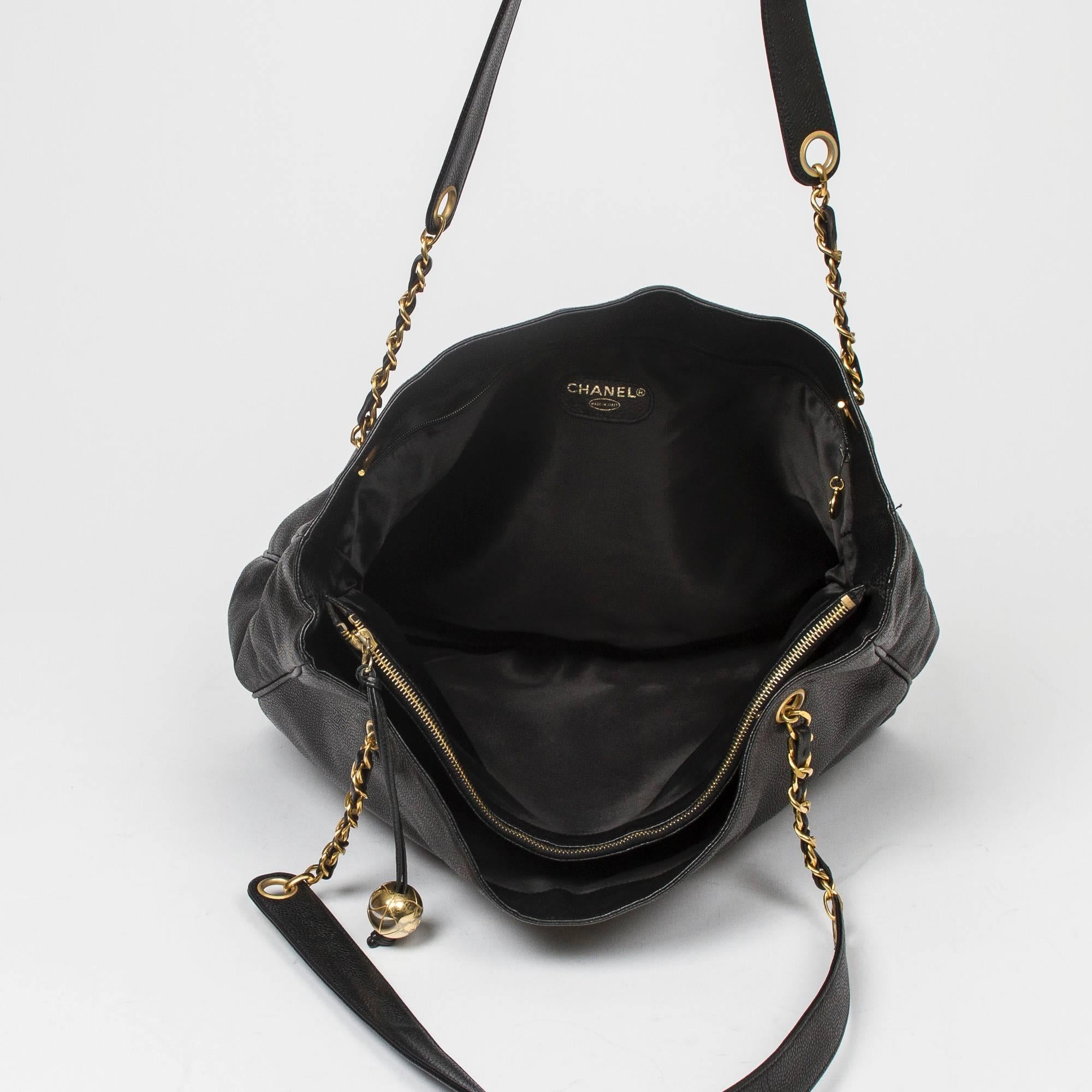 Chanel - Vintage Large Tote Black Caviar Leather 2