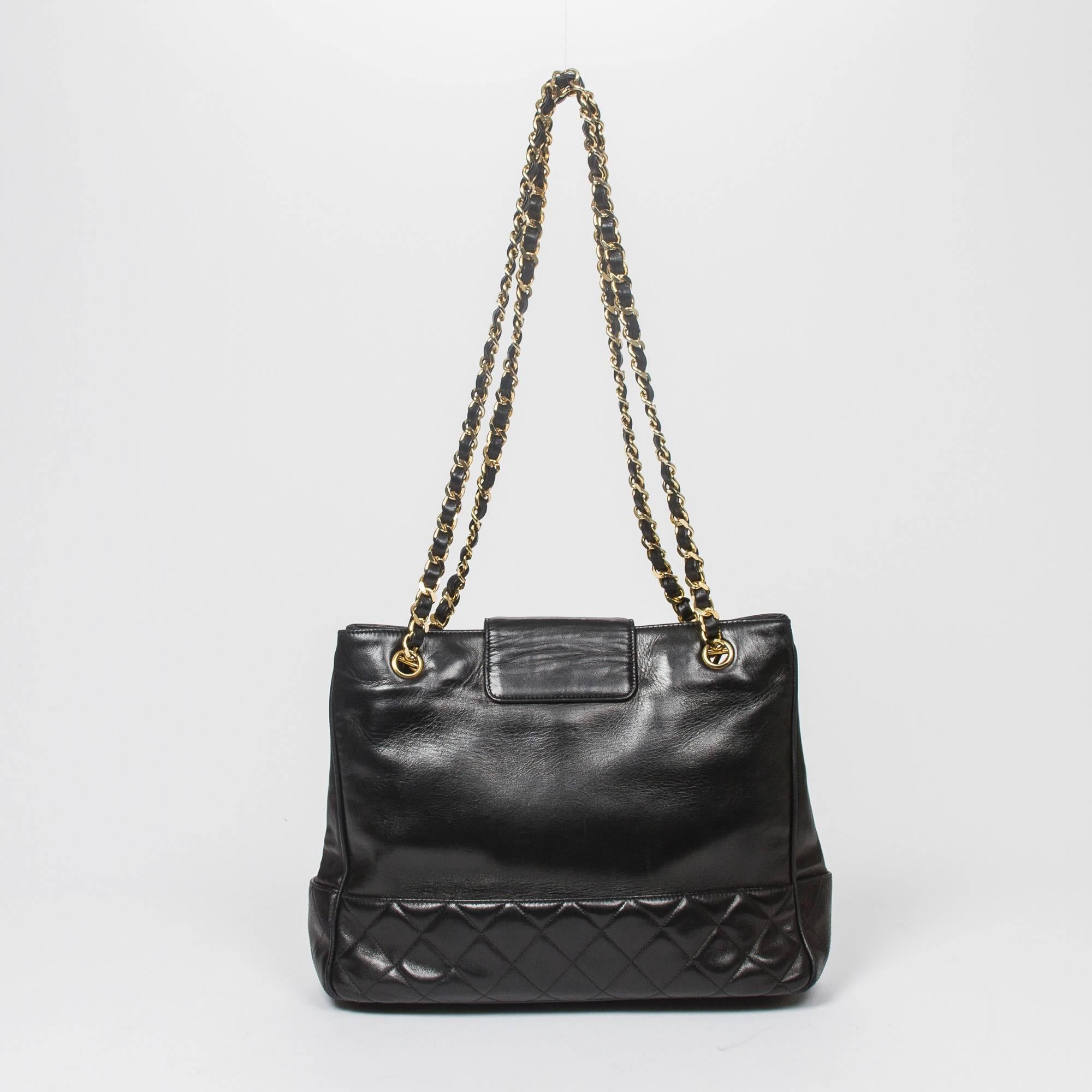 Chanel - Vintage Tote Black Leather 1