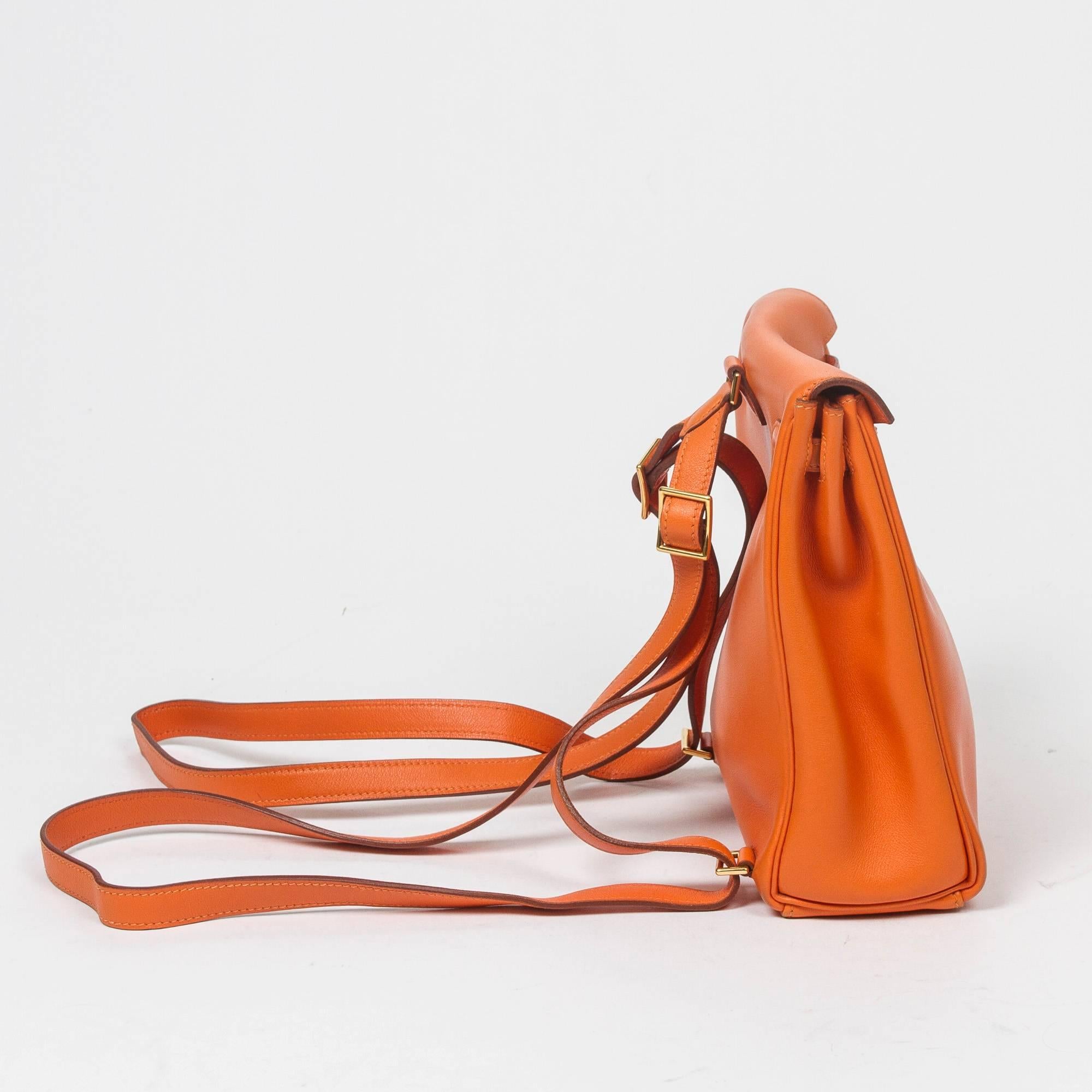 Women's Hermes - Kelly Ado PM Orange Gulliver Leather