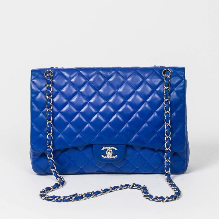 Chanel - Jumbo Single Flap Electric Blue Quilted Leather at 1stDibs