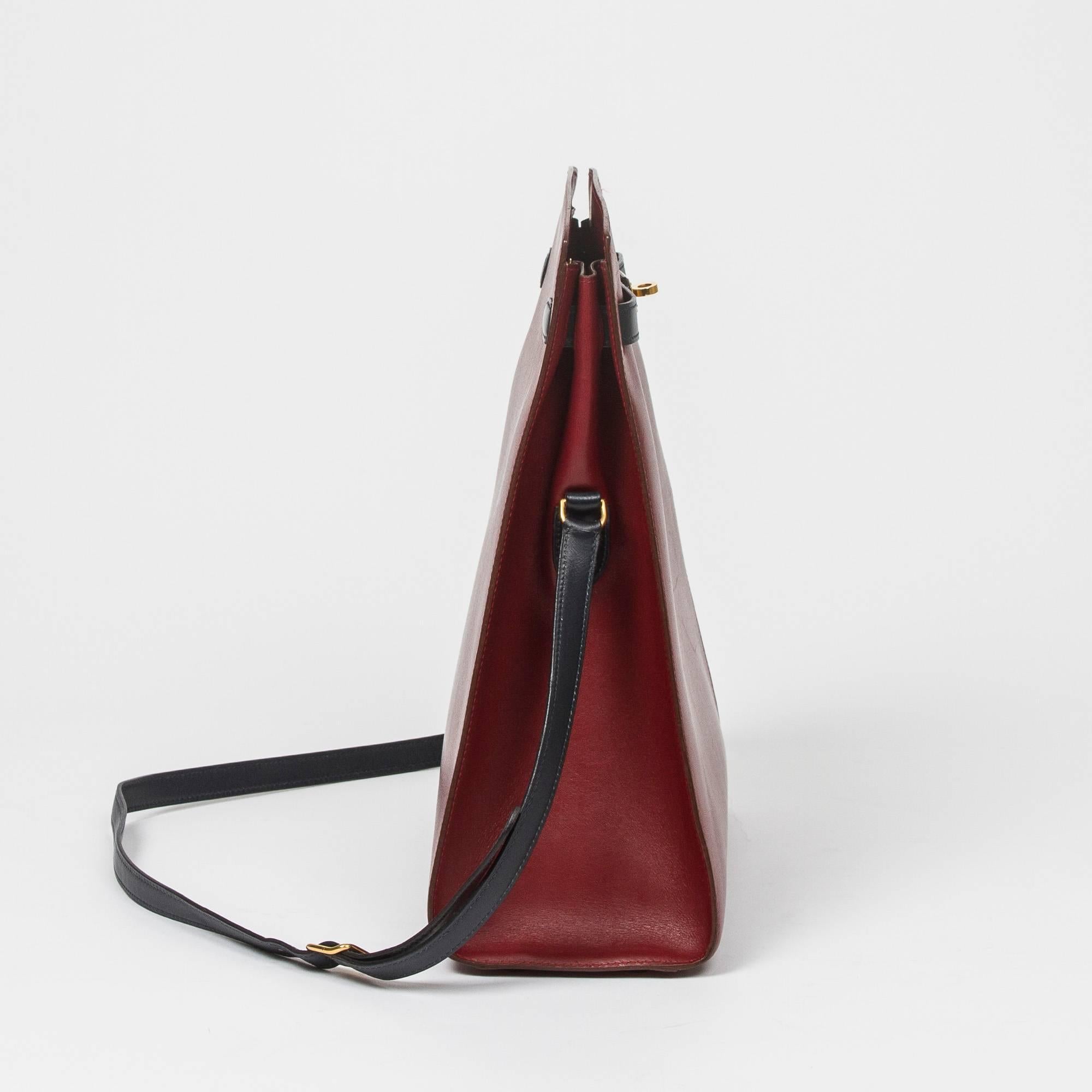 Brown Hermes - Kelly Sport GM Bicolor Rouge H/Navy Box Leather